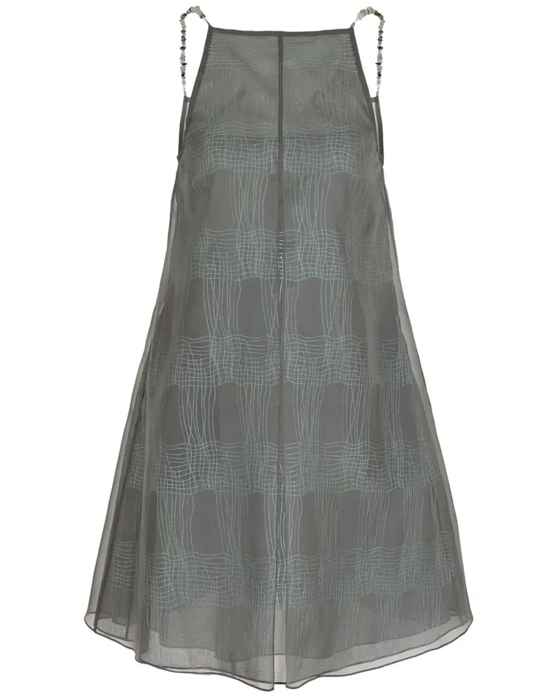 Emporio Armani Gestreiftes Minikleid mit Sheer-Overlay - Grau Grau