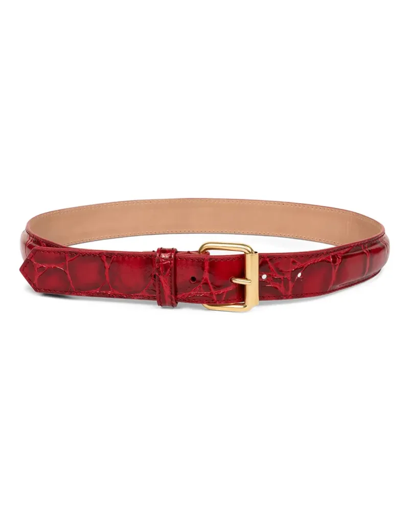 Dries van Noten crocodile-effect buckle belt - Rot Rot