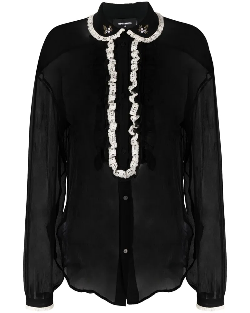 Dsquared2 Bluse mit Sheer-Effekt - Schwarz Schwarz