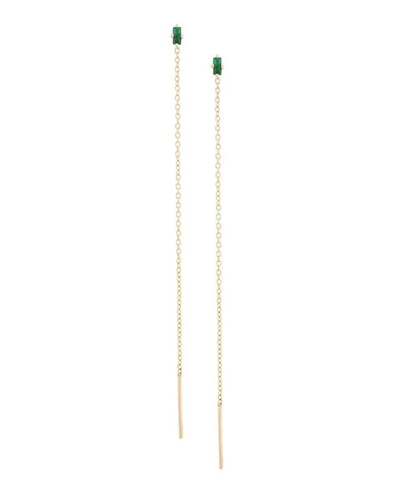 Lizzie Mandler 18kt 'Floating Thread' Goldohrringe mit Smaragd - Metallic Metallic