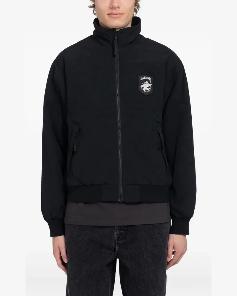 Stüssy logo-patch fleece-lined jacket - Schwarz Schwarz