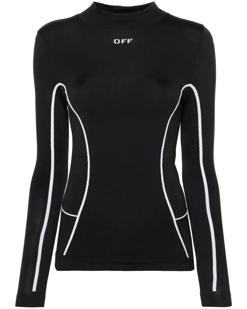 OFF-WHITE Nahtlose Leggings mit Logo-Intarsie - Schwarz Schwarz