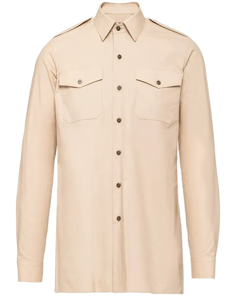Prada Hemd mit Triangel-Logo - Nude Nude