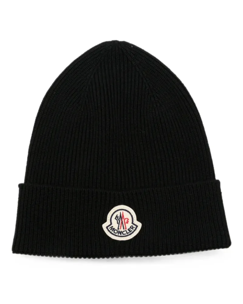 Moncler Archivio logo-patch beanie hat - Schwarz Schwarz