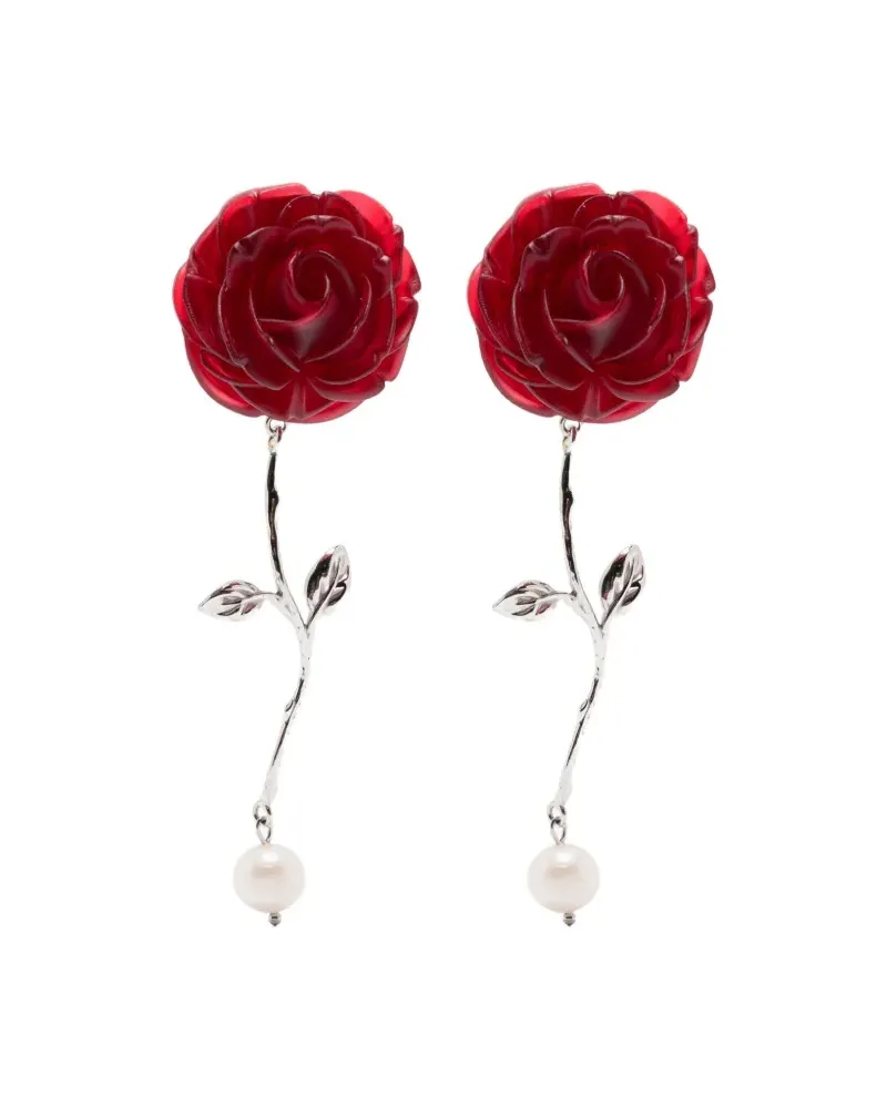 Magda Butrym Ohrringe mit Rosenapplikation - Silber Silber