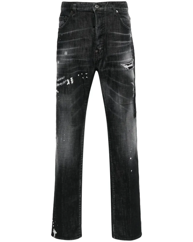Dsquared2 Gerade Jeans im Distressed-Look - Schwarz Schwarz