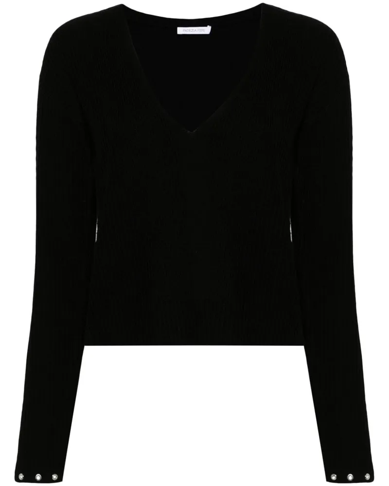Patrizia Pepe Gerippter Pullover - Schwarz Schwarz