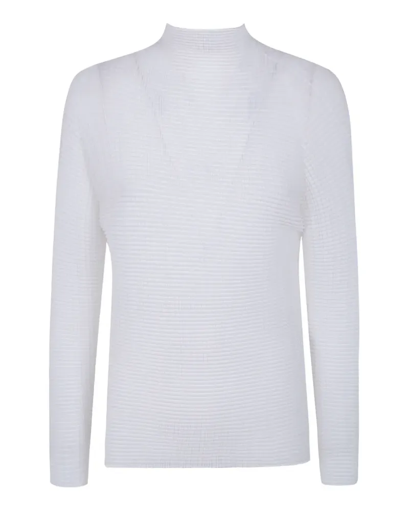 Issey Miyake pleated high-neck sweater - Weiß Weiß