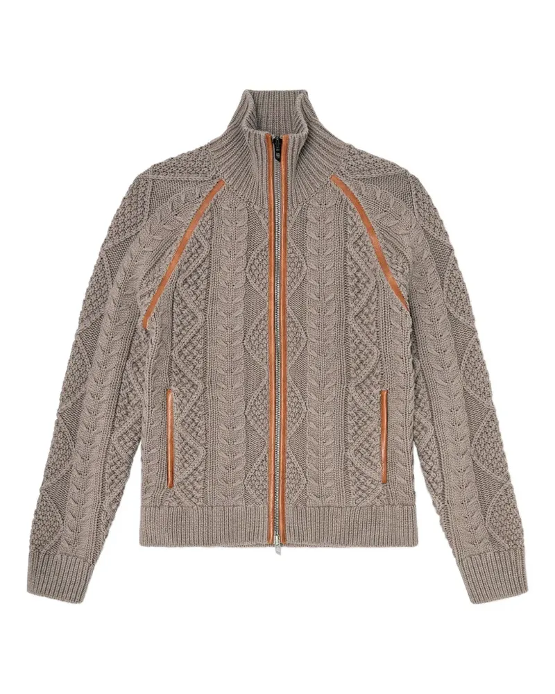 Diesel zip cardigan in cable knit - Nude Nude