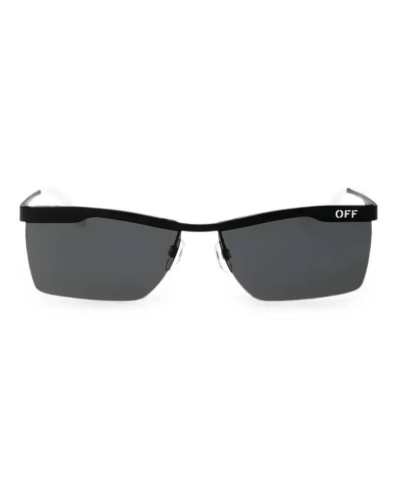 OFF-WHITE Eckige Sonnenbrille mit Halbrand - Schwarz Schwarz