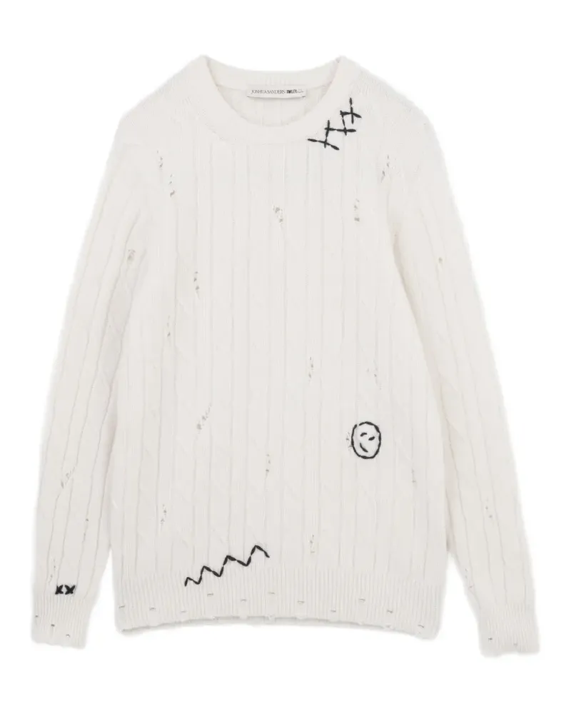 Joshua Sanders Distressed-Pullover mit Zopfmuster - Weiß Weiß