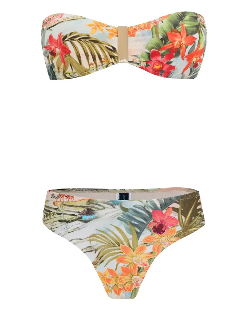 Lygia & Nanny Ester Bandeau-Bikini mit Blumenprint - Grün Grün