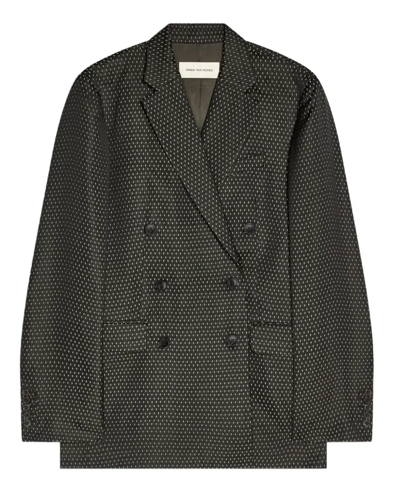Dries van Noten Doppelreihiges Jacquard-Sakko - Schwarz Schwarz