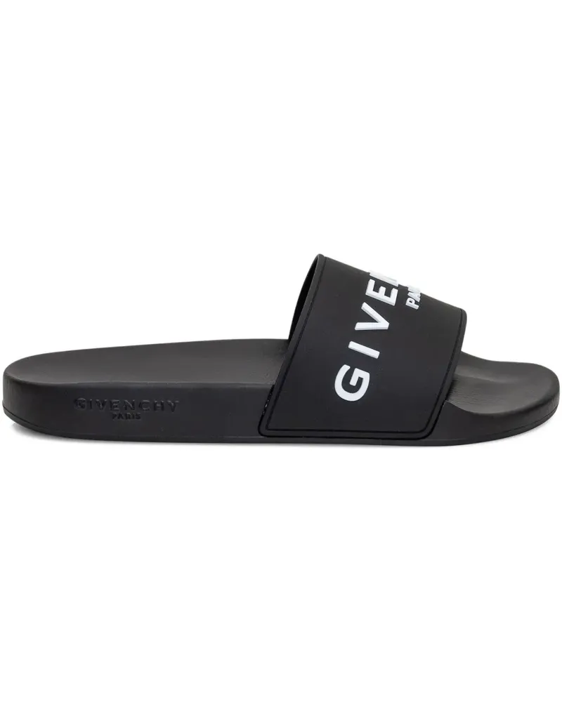 Givenchy Ciabatta Pantoletten mit Logo - Schwarz Schwarz