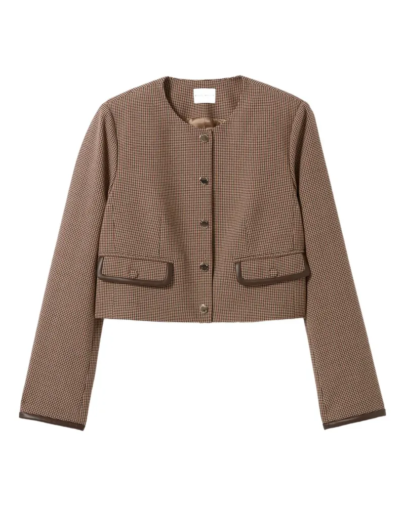 Claudie Pierlot Cropped-Jacke mit Hahnentrittmuster - Braun Braun