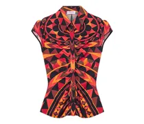 Rüschenbluse mit Manuba-Print - Rot