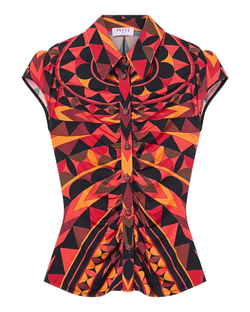 Emilio Pucci Rüschenbluse mit Manuba-Print - Rot Rot