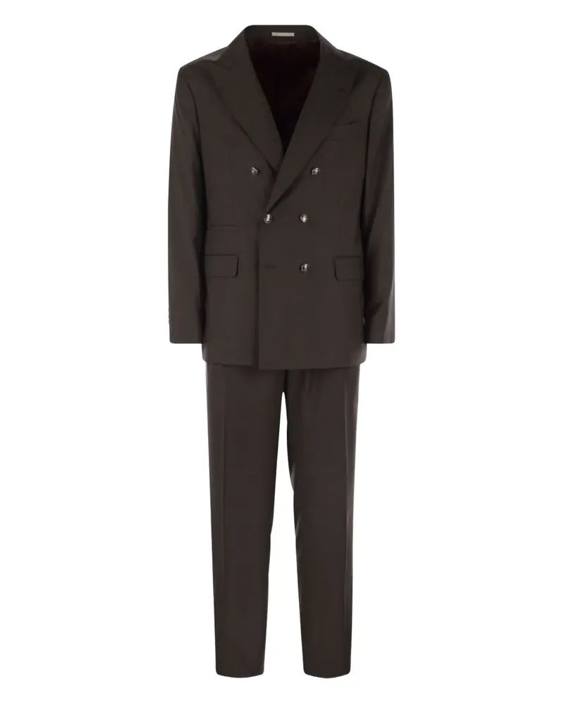 Brunello Cucinelli Doppelreihiger Anzug - Braun Braun