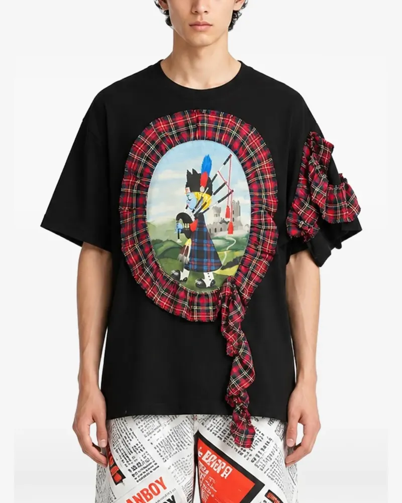 Charles Jeffrey Loverboy T-Shirt mit Rüschen-Patch - Schwarz Schwarz