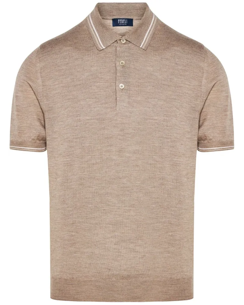 Fedeli Poloshirt mit Streifendetail Nude