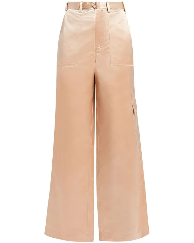 STAUD Palazzohose mit Satin-Finish Nude