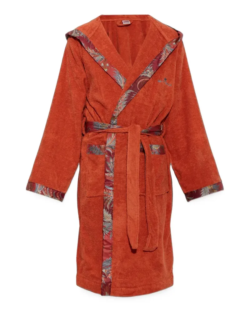 Etro Morgenmantel mit Kapuze und Paisley-Besatz - Orange Orange
