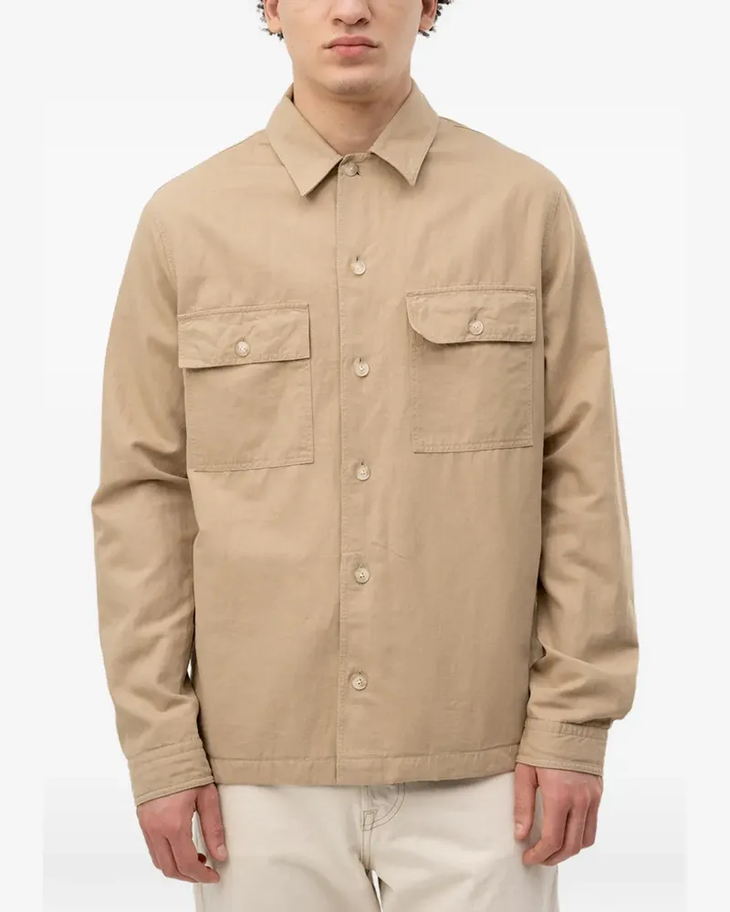 HUGO BOSS button-up chest-pocket shirt jacket - Nude Nude