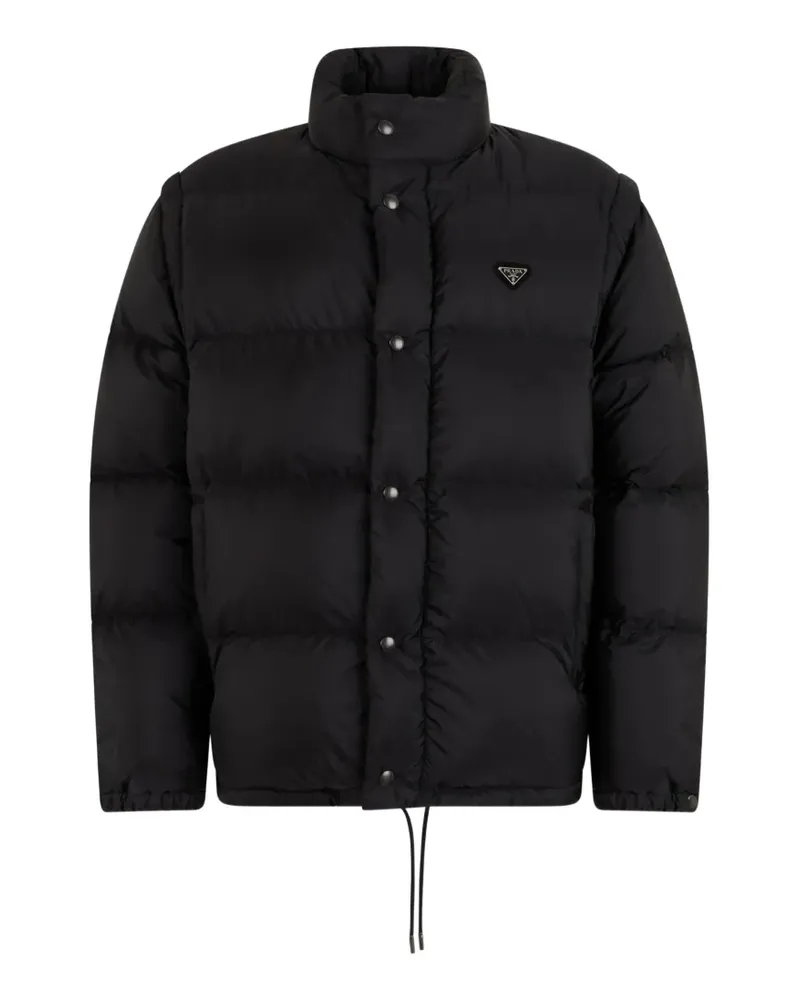 Prada padded logo-plaque jacket - Schwarz Schwarz