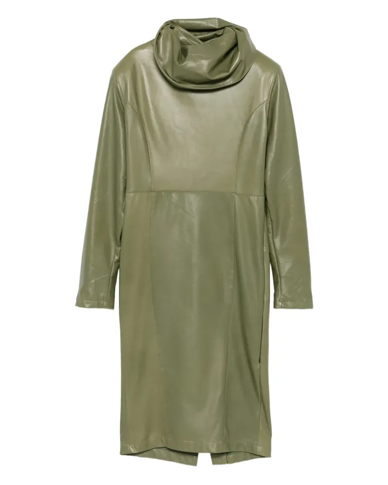 ALMAZ Midikleid aus Leder mit Rüschenkragen - Grün Grün