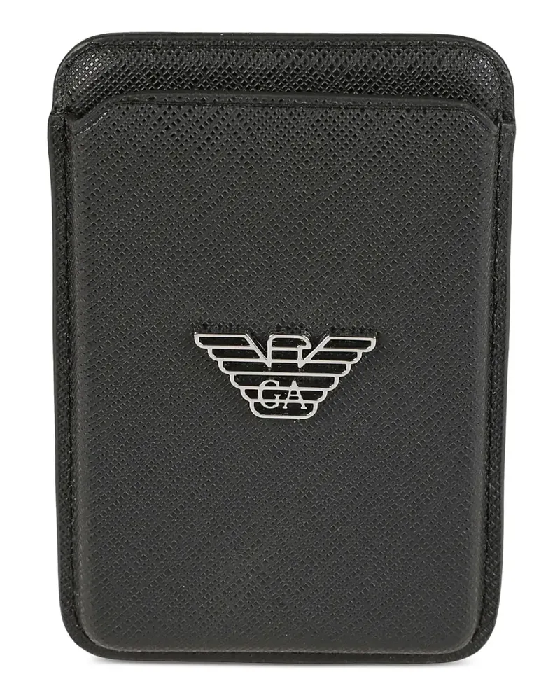Emporio Armani logo-plaque textured cardholder - Schwarz Schwarz