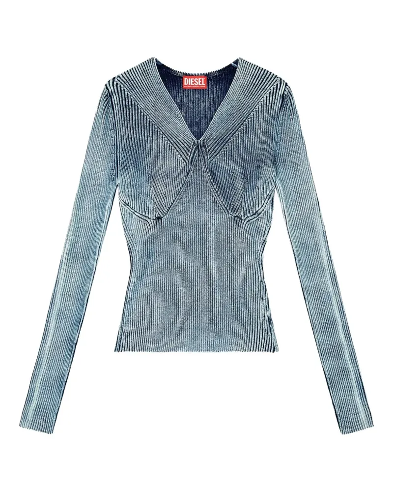 Diesel Geripptes Top mit V-Ausschnitt - Blau Blau
