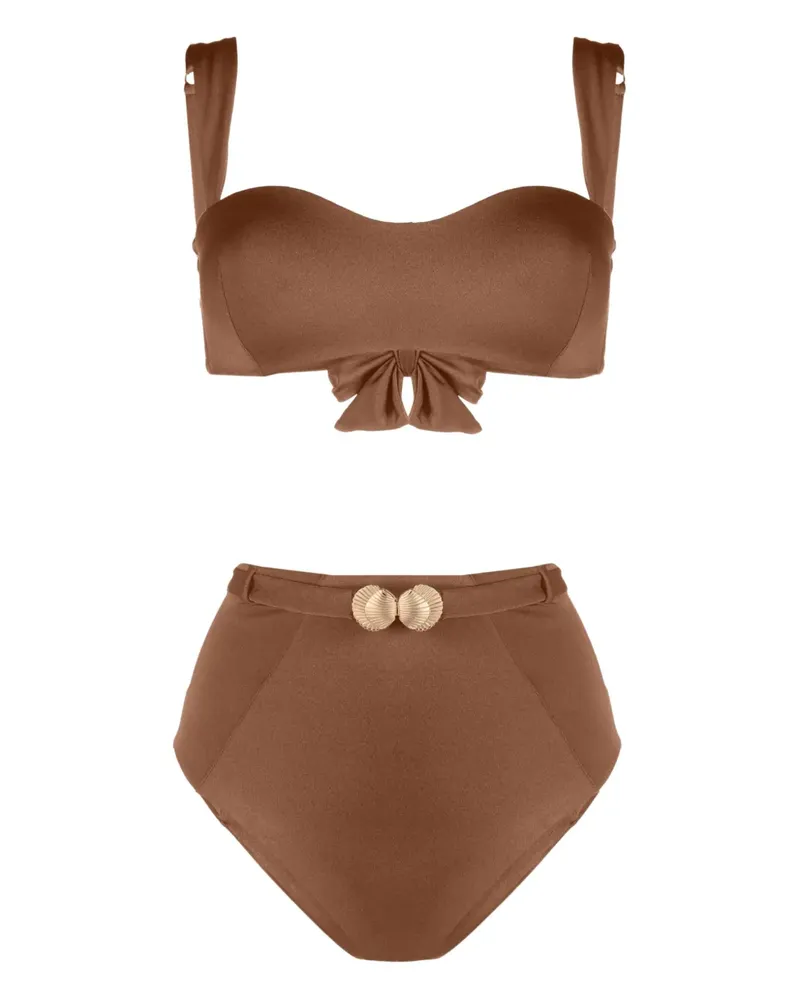 Noire Swimwear Bandeau-Bikini mit Muscheln - Braun Braun