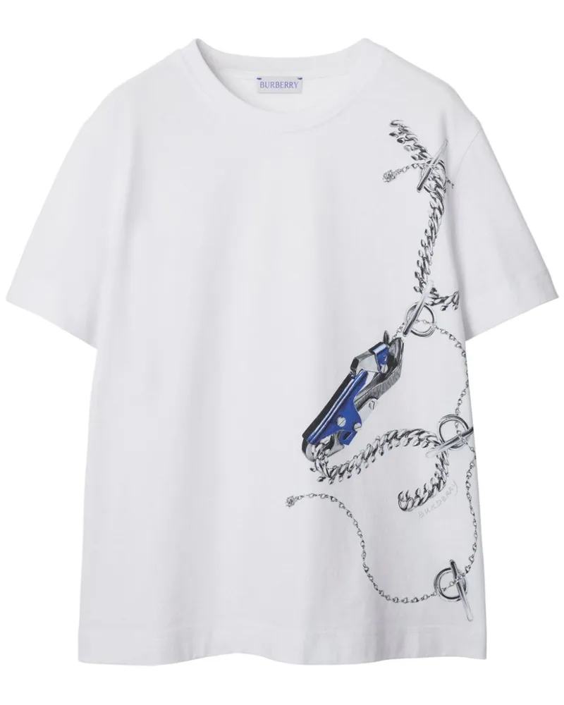 Burberry T-Shirt mit Knight-Print - Weiß Weiß