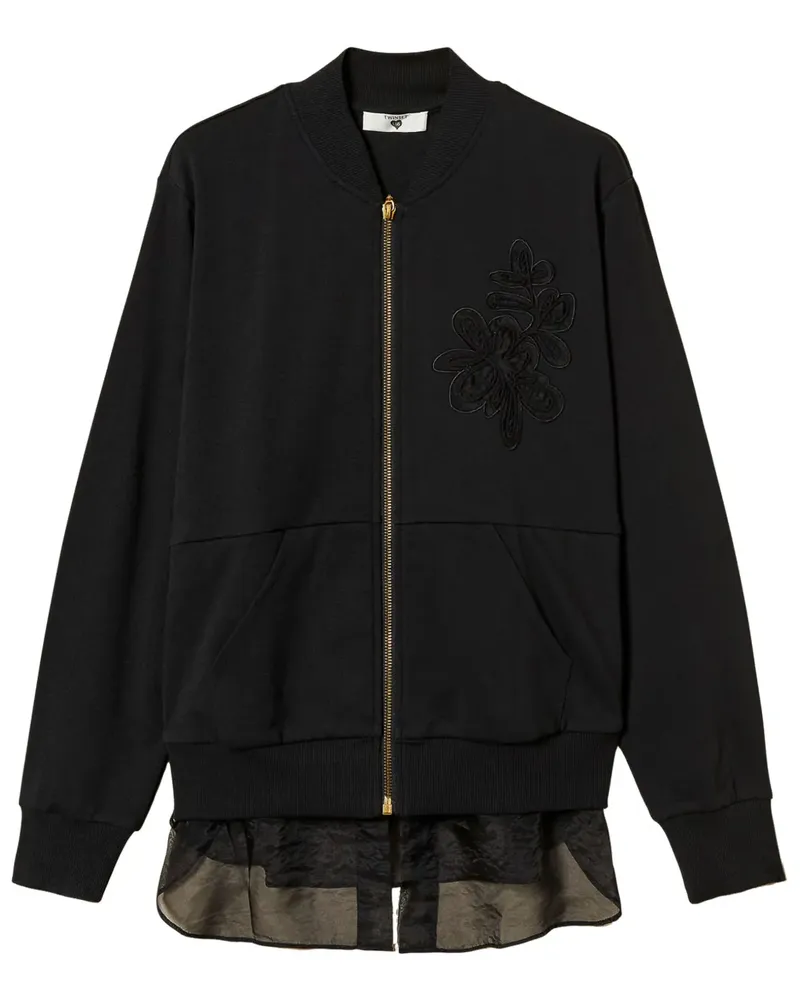 Twin-Set Besticktes Sweatshirt mit Organza-Einsatz - Schwarz Schwarz