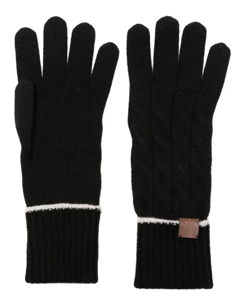 Eleventy Handschuhe aus Kaschmir mit Zopfmuster - Schwarz Schwarz