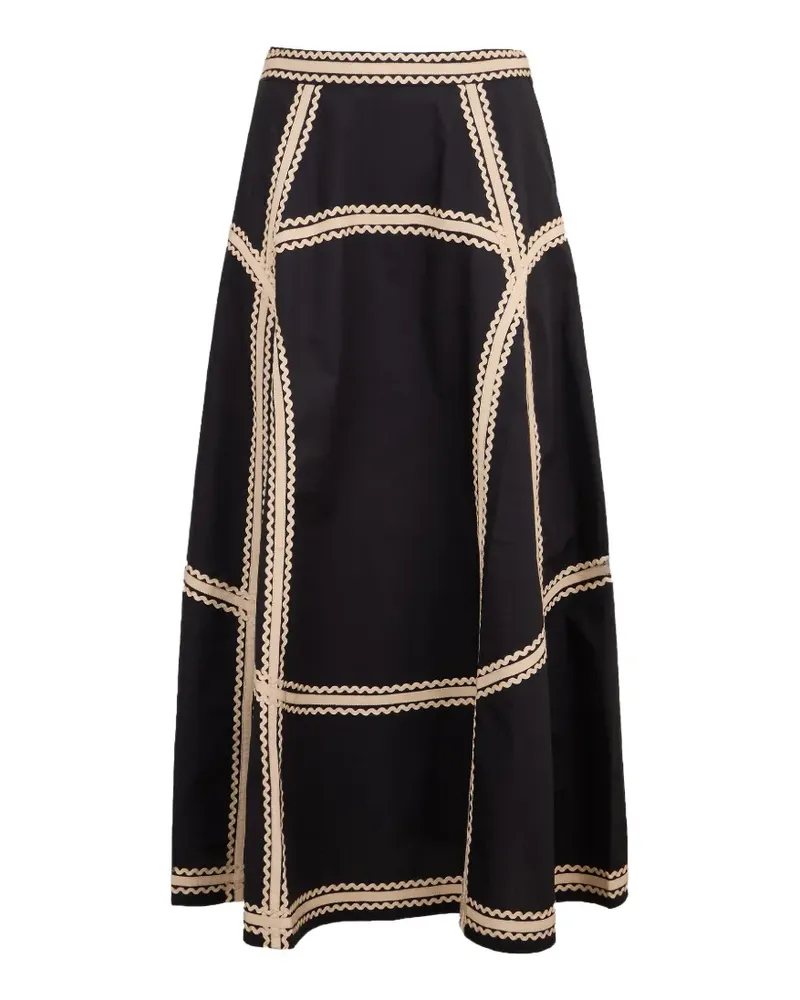 Ulla Johnson Norah A-line trim midi skirt - Schwarz Schwarz