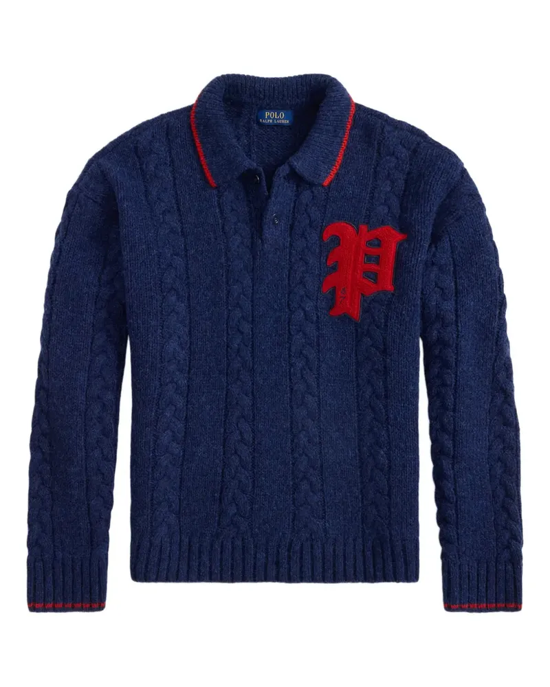Ralph Lauren Polokragen-Pullover mit Zopfmuster - Blau Blau