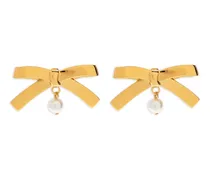 Perlenverzierte Ohrringe mit Schleifenform - Gold