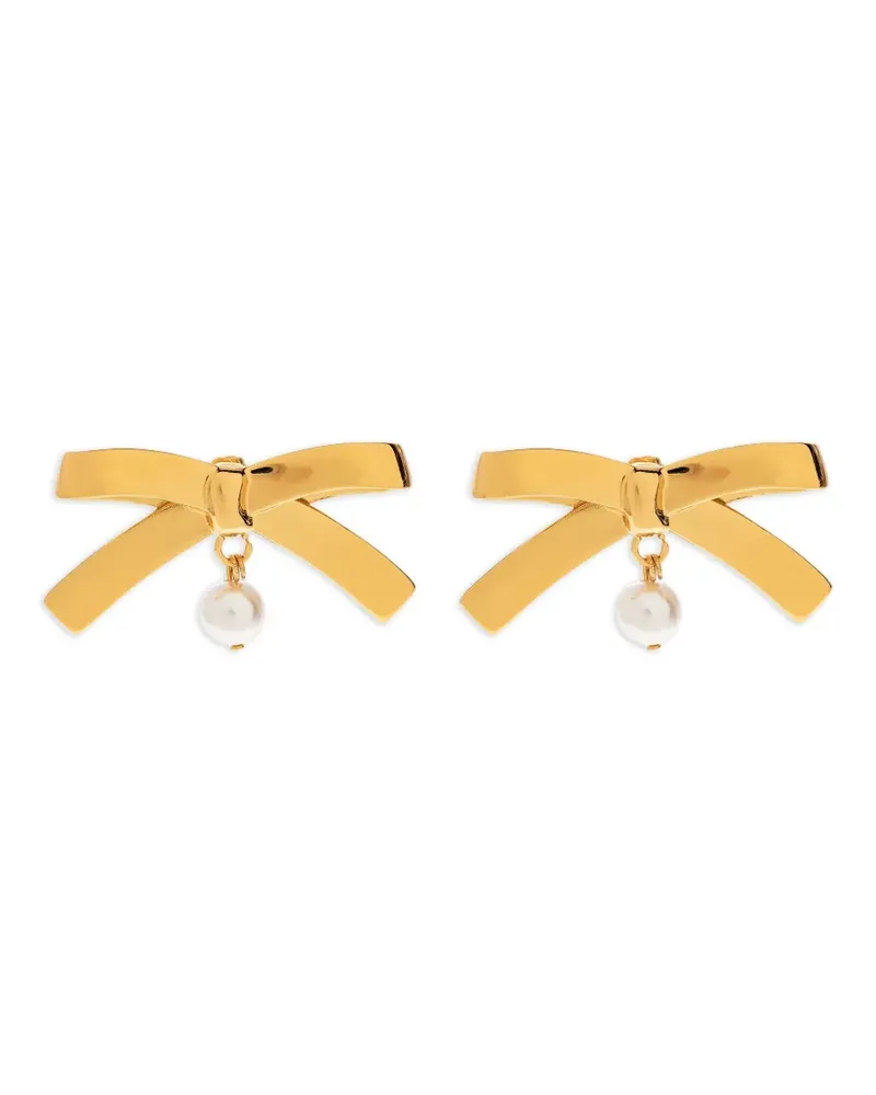 Moschino Perlenverzierte Ohrringe mit Schleifenform - Gold Gold