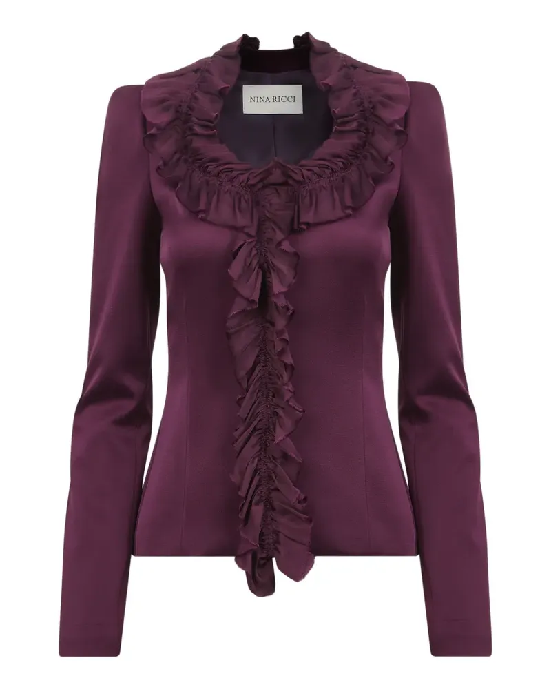 Nina Ricci Cady-Jacke aus Krepp mit Rüschenbesatz - Violett Violett