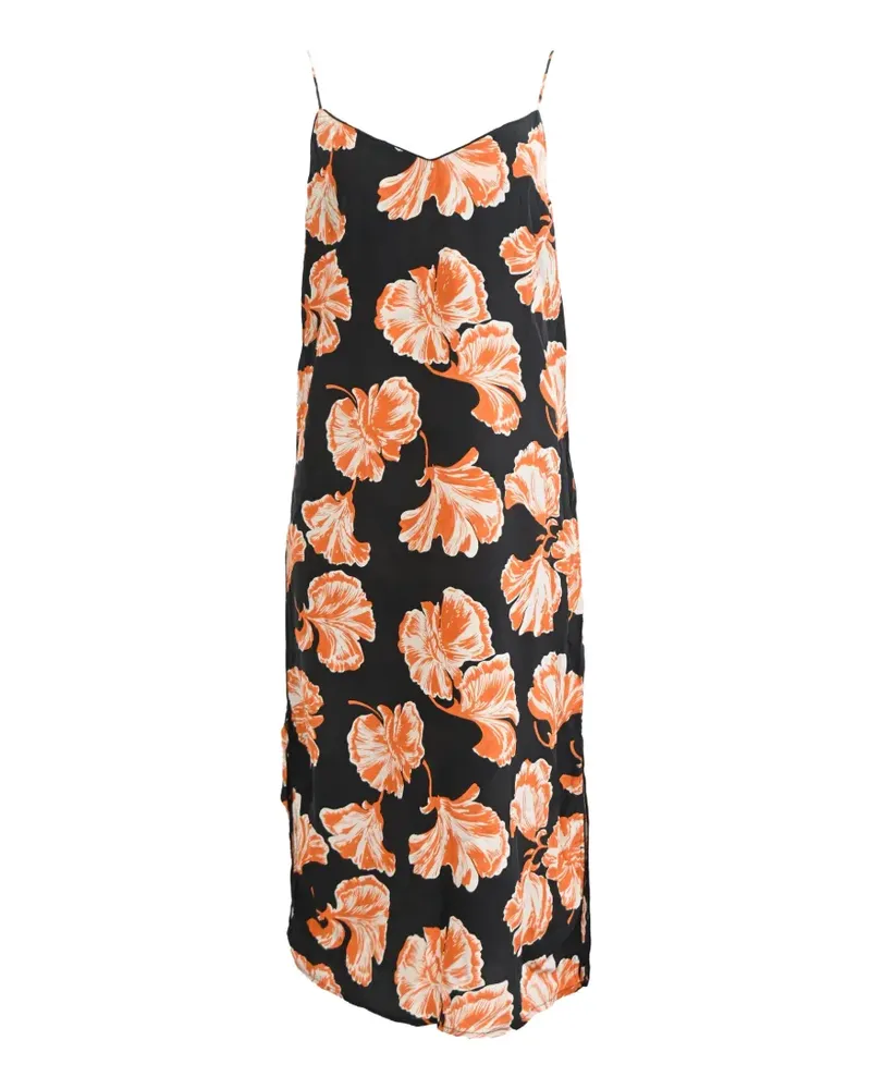 Ganni Geroux Kleid mit Blumenprint - Schwarz Schwarz