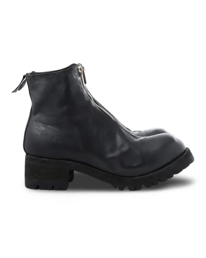 GUIDI PL1_RU Lederstiefel mit Reißverschluss vorne - Schwarz Schwarz