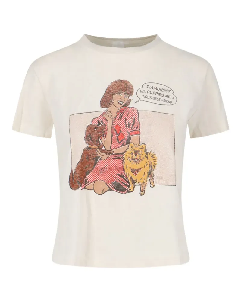 RE/DONE T-Shirt mit Welpen-Print - Weiß Weiß