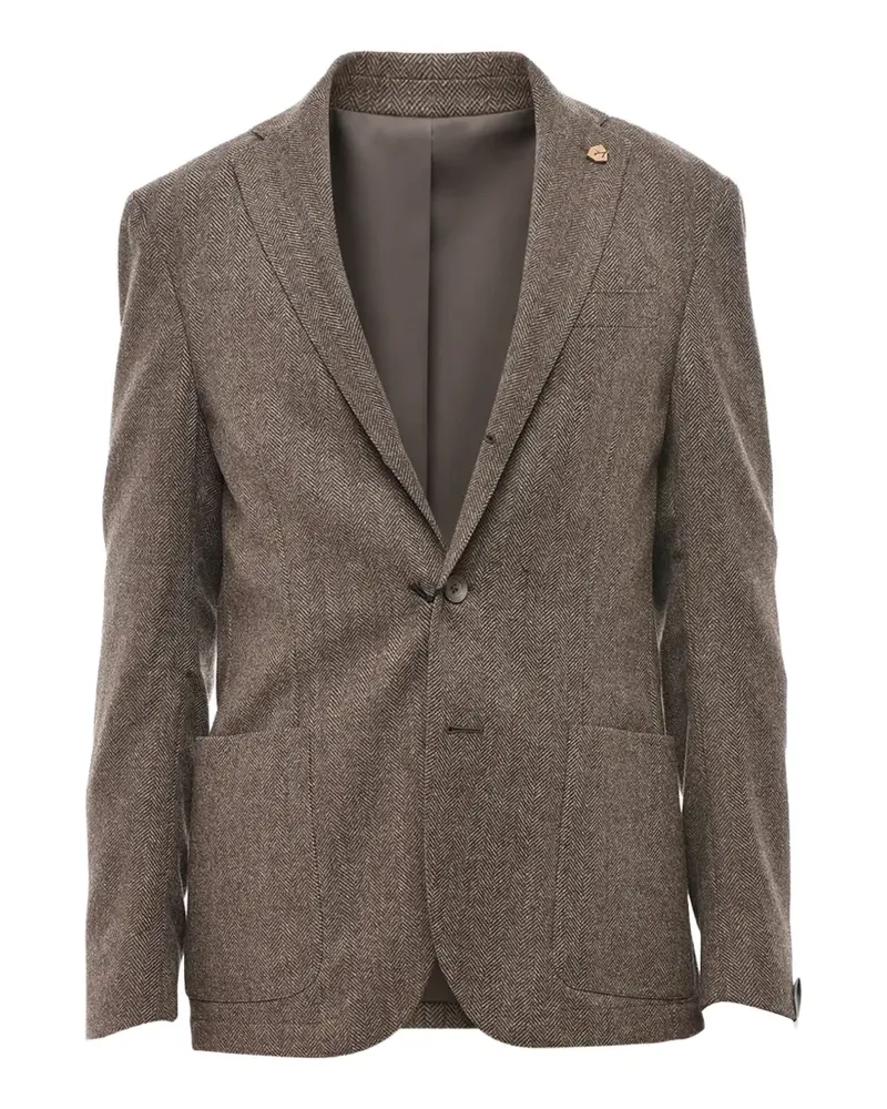 Corneliani herringbone unlined blazer - Braun Braun