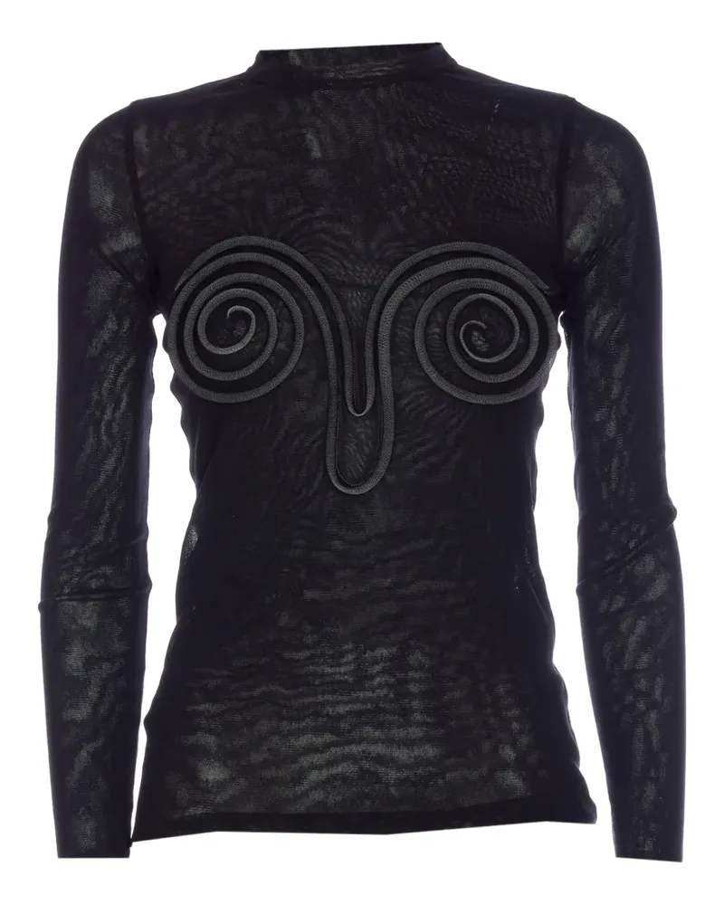 Jean Paul Gaultier Langarmshirt mit Spiraldetail - Schwarz Schwarz