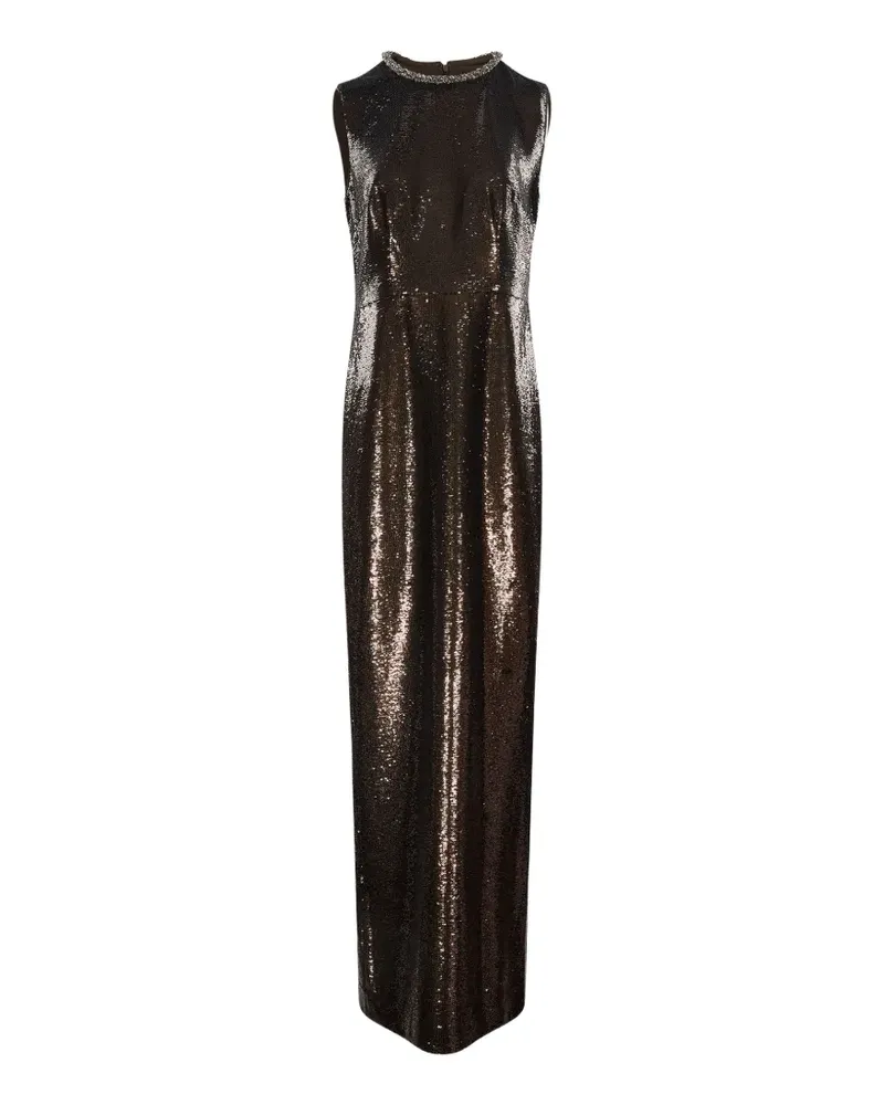 Roland Mouret sequin-embellished crystal-neckline dress - Braun Braun