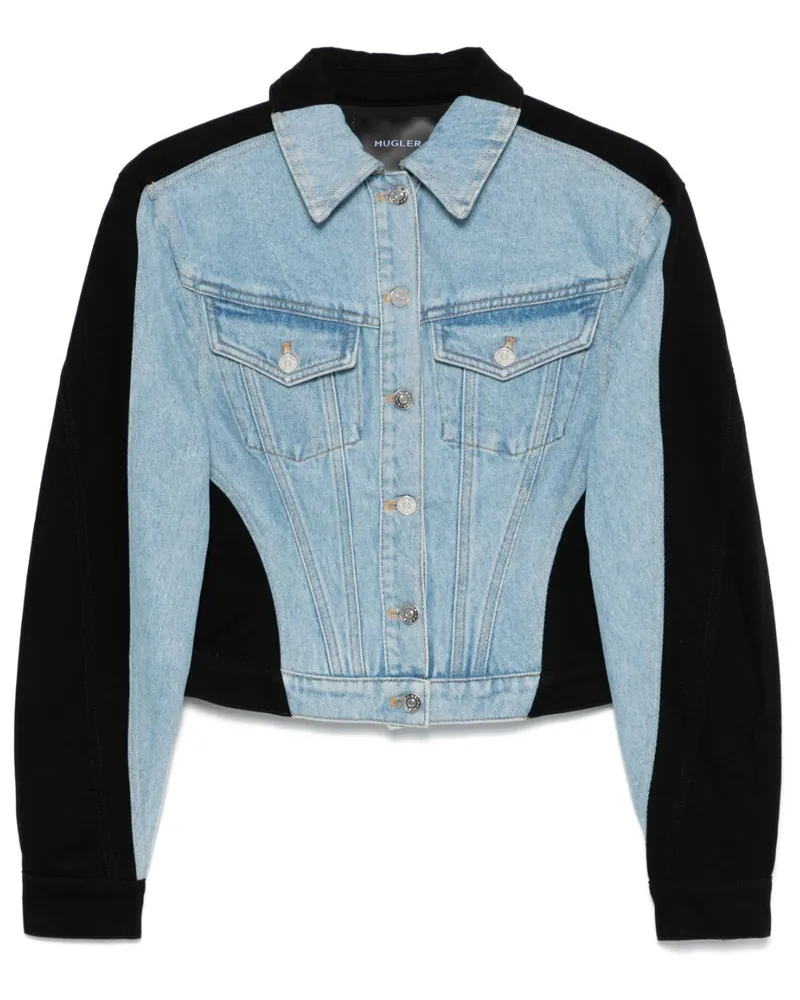 Thierry Mugler Jeansjacke in Colour-Block-Optik Blau