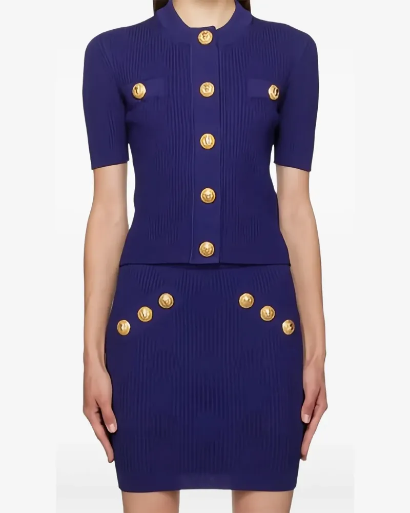 Balmain Gestricktes Oberteil mit Knöpfen - Blau Blau