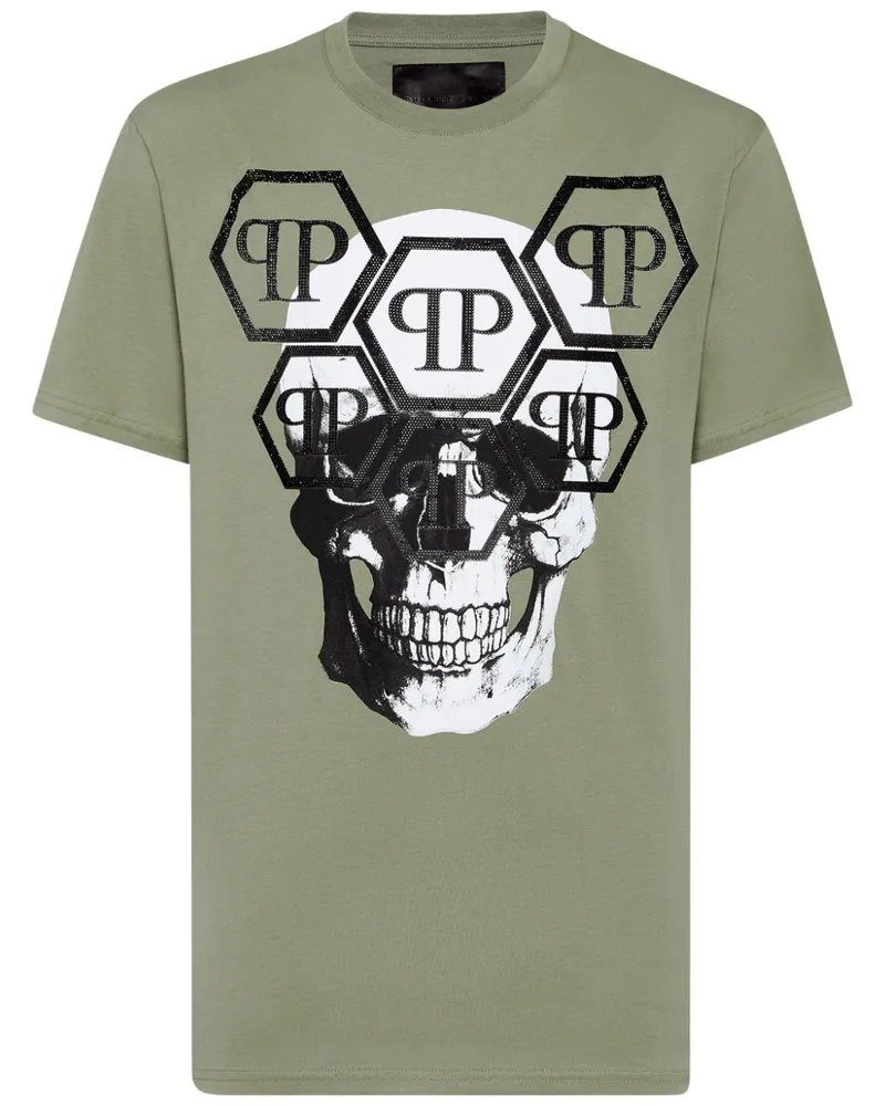 Philipp Plein Stones Skull T-Shirt - Grün Grün