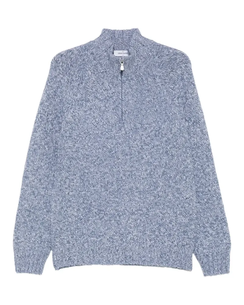 Gran Sasso Melierter Pullover mit kurzem Reißverschluss - Blau Blau